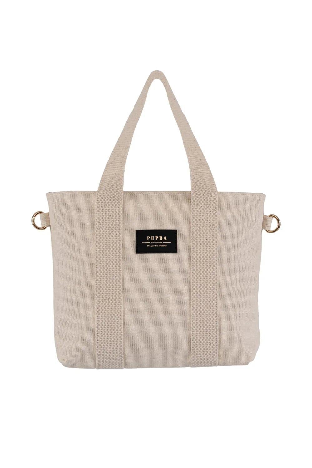 Pupba Omuz Çantası Yaga Tote Bag Krem/Altın_PUPTOTEKREM