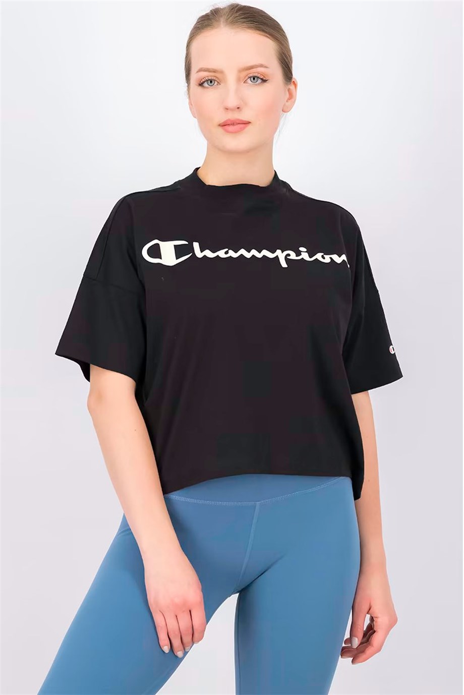 Champion Kadın Tshirt Graphic Crop Top Siyah