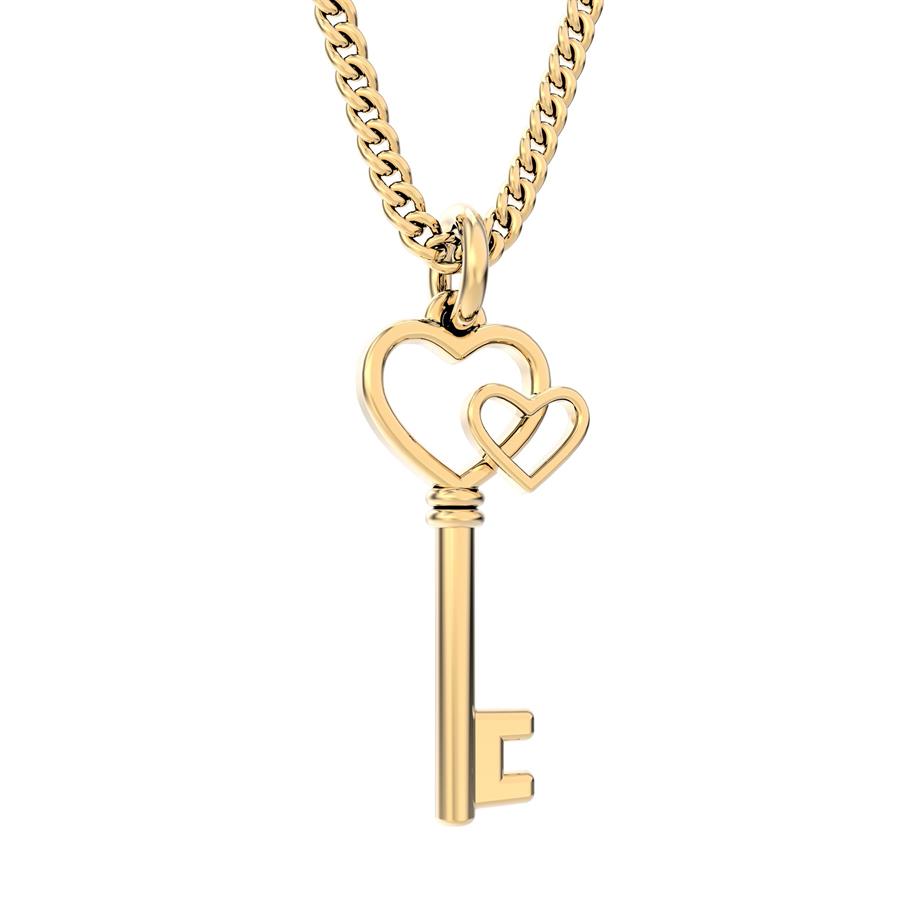 Chocli 18 Ayar Altın Kaplama Kolye Love Key_CH0601