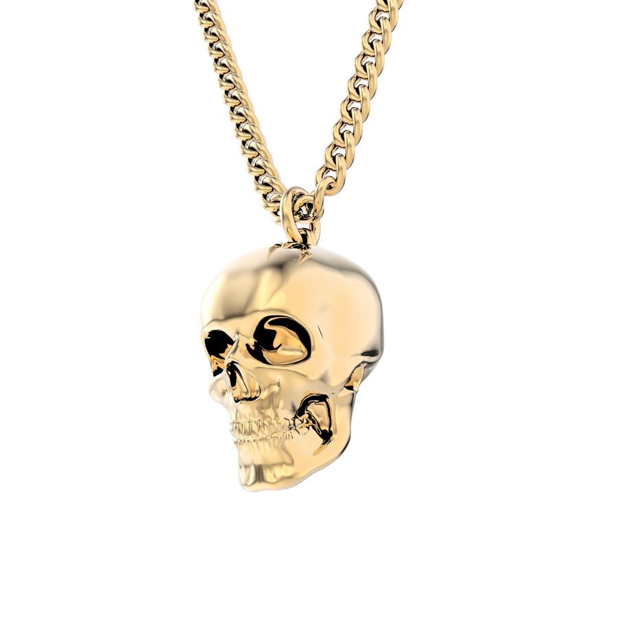 Chocli 18 Ayar Altın Kaplama Kolye Skull_CH0502