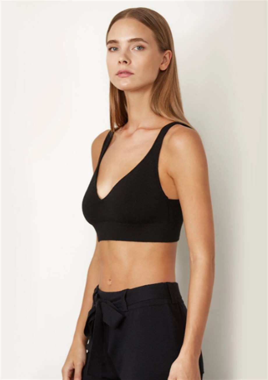 Knitss Triko Crop Merino Yün  Siyah_2104063
