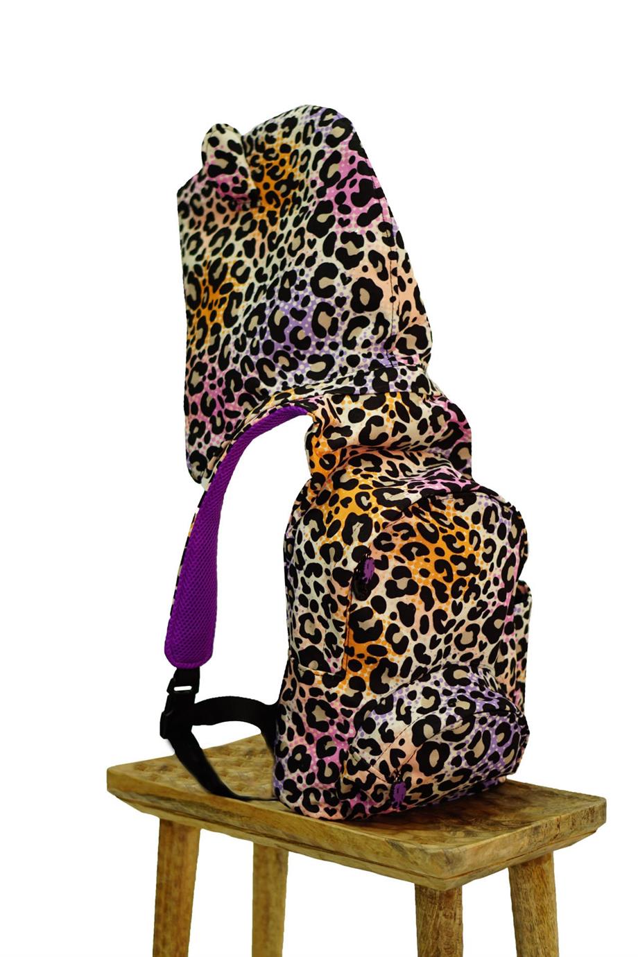 Morikukko Kids Ombre Cheetah Çıkabilir Kapüşonlu Çocuk Sırt Çantası_MK-CHMUS