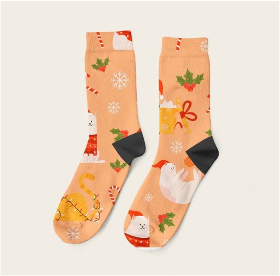 Ogobongo Kadın Soket Çorap Noel Cat_01644