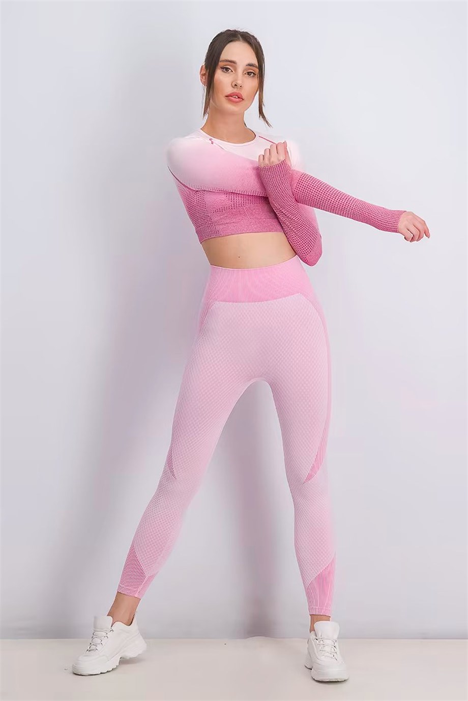 XOXO Crop Top Sport Pembe/Mor_THBA20013