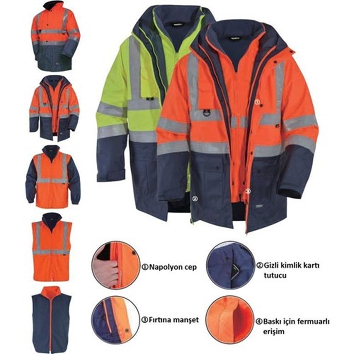 Ssm Oxford 5+1 Reflektörlü İçi Çıkmalı Parka