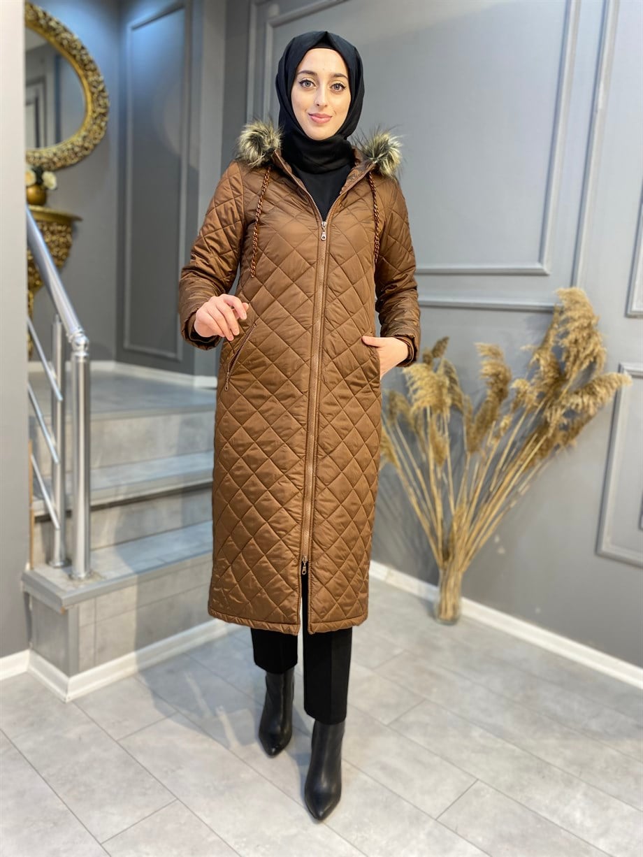 ARMİNE 21KT721 KÜRK DETAYLI KAPİTONE MONT 