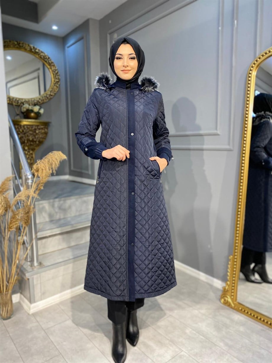 NEVON 3825 TAMAMEN KAPİTONE KÜRK DETAYLI KABAN 