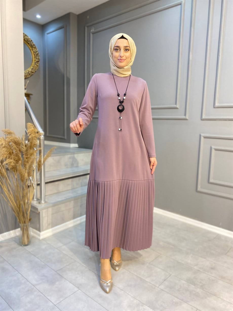 NEVON 4040 Plise ve Kolye Detaylı Abiye Elbise