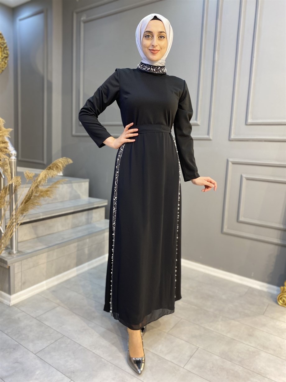 NEVON 4145 Taş Ve İnci İşleme Detaylı Abiye