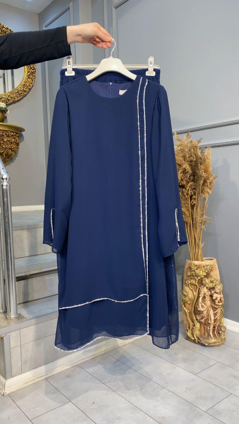 NEVON 4723 TAŞ İŞLEMELİ ŞERİT DETAYLI PANTOLON TAKIM
