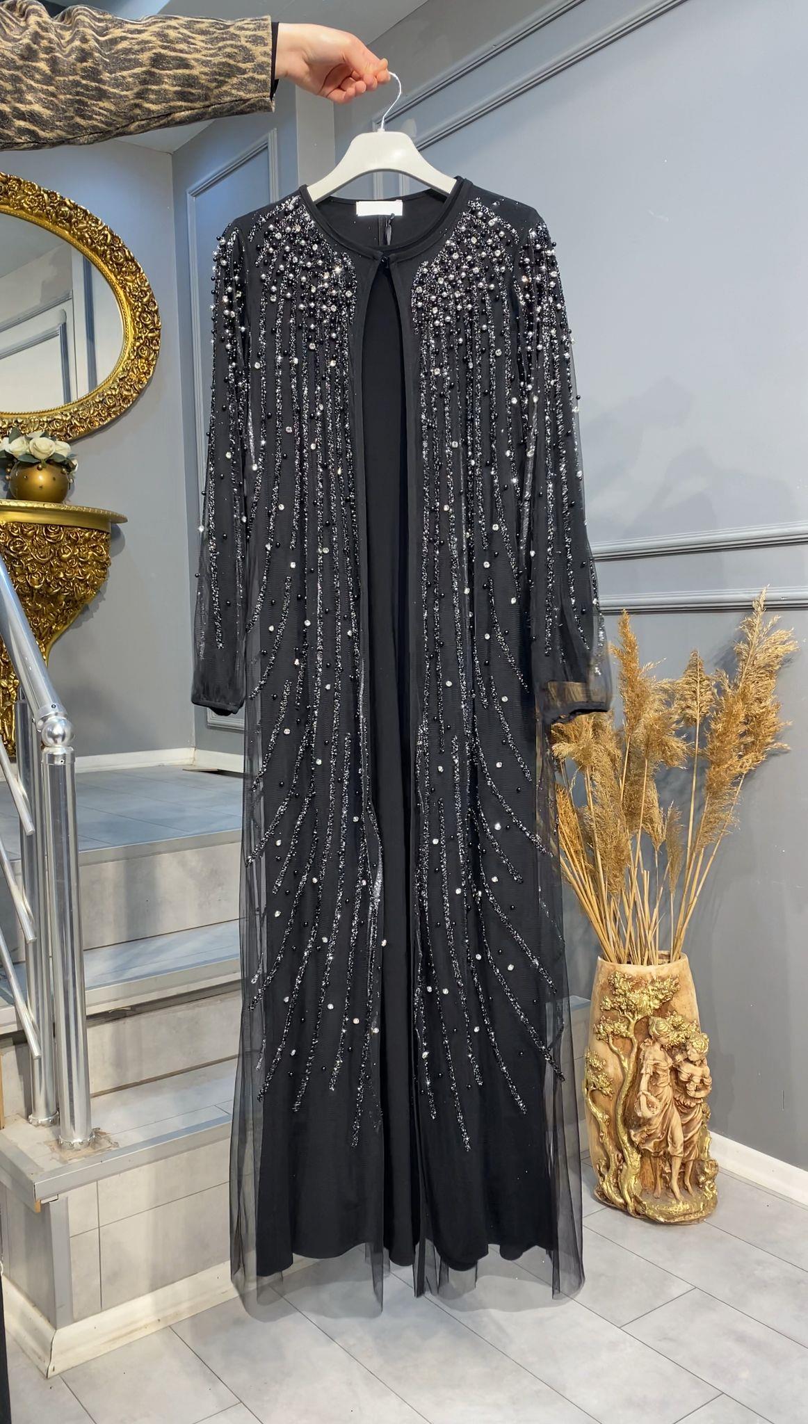 NEVON 488 TAŞ İŞLEMELİ İKİLİ ABAYA TAKIM