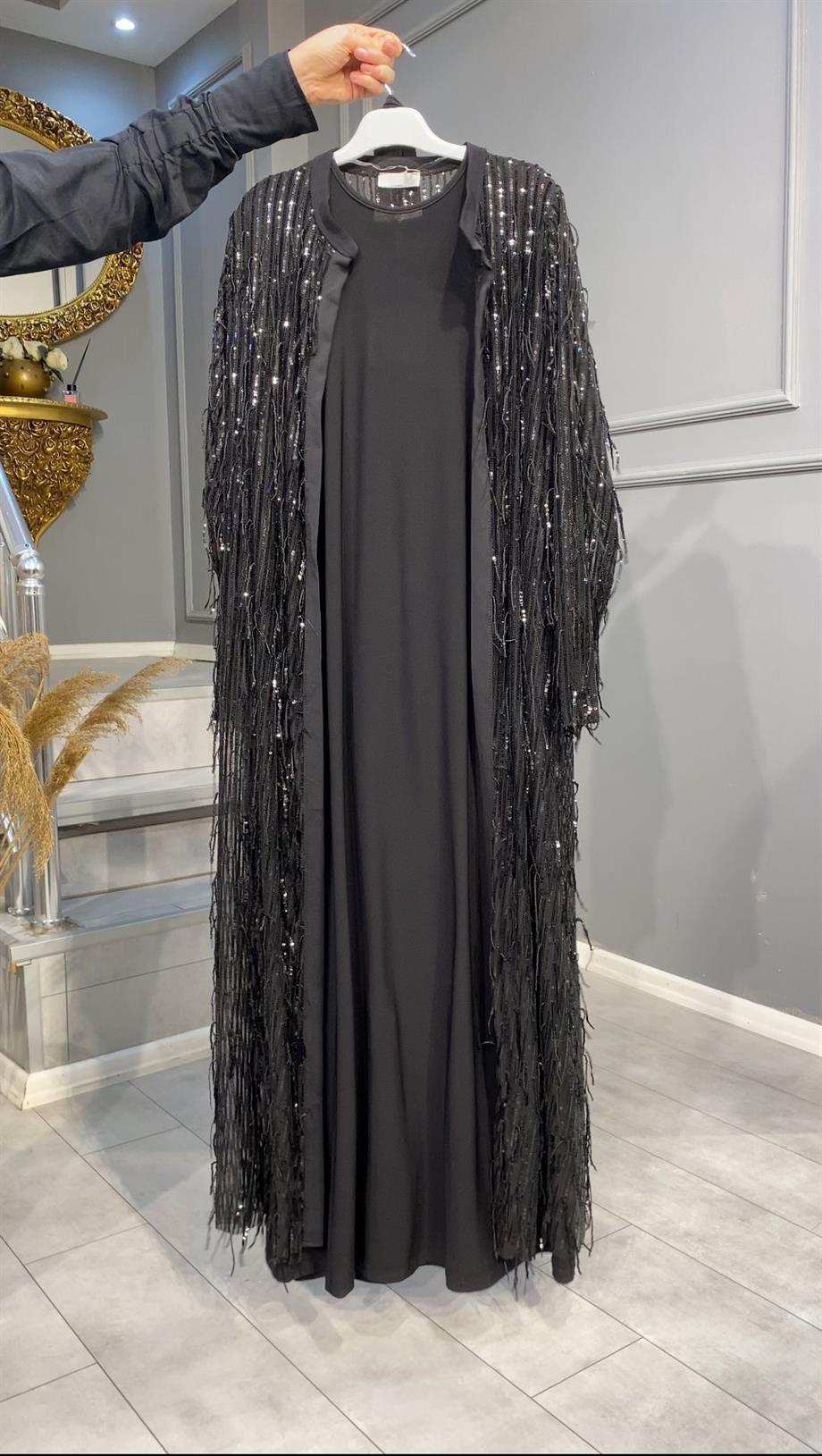 NEVON 5205 PUL SAÇAKLI ABAYA TAKIM 
