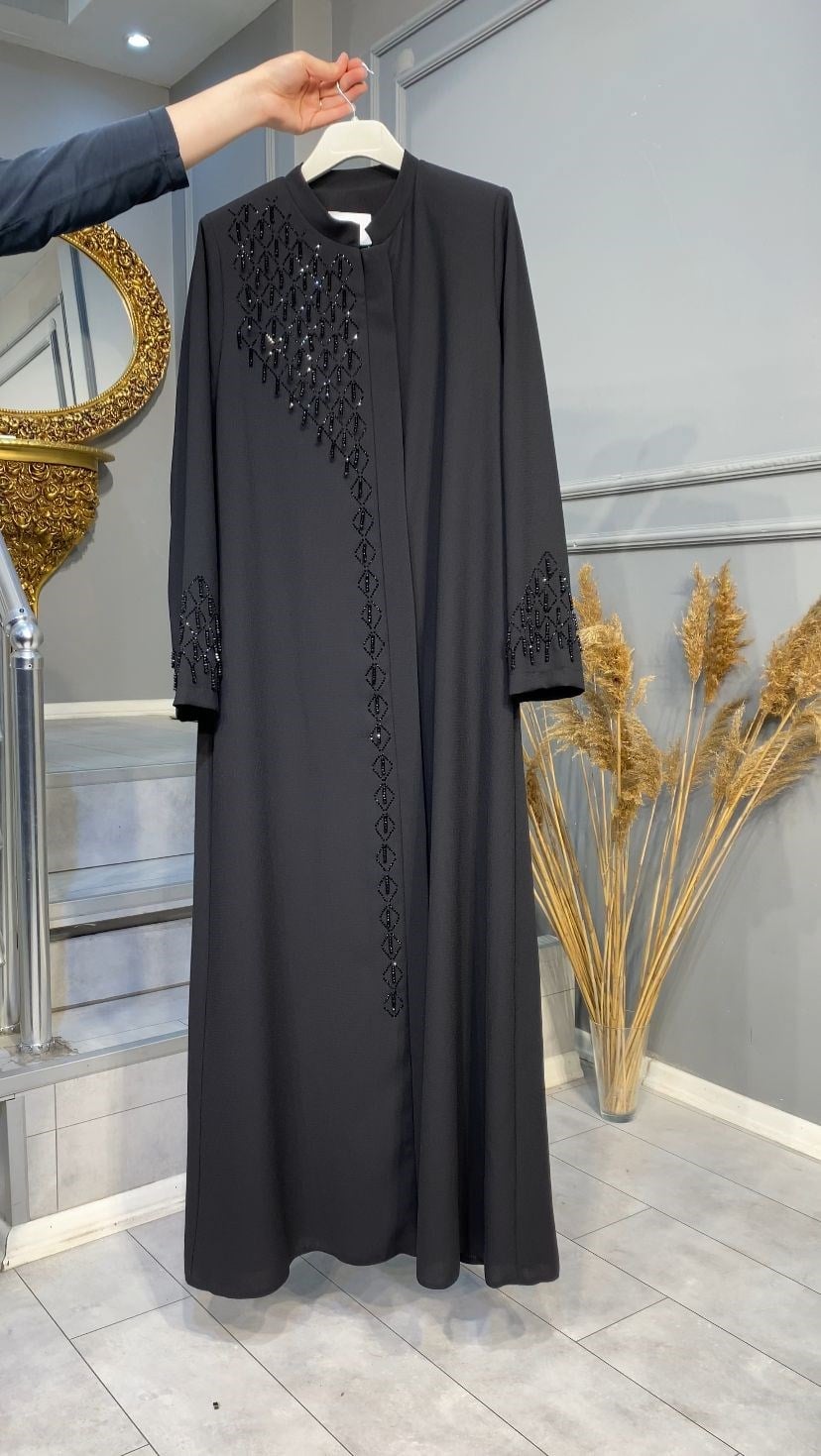 NEVON 5623 SAÇAK TAŞ DETAYLI KREP FERACE