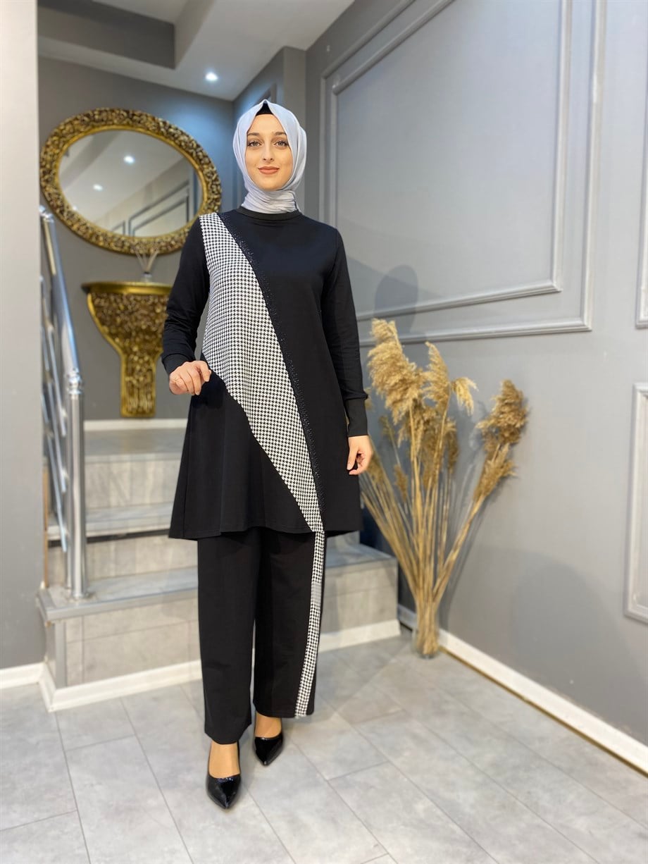NEVON 720 Kazayağı Desenli ve Taş İşlemeli Takım