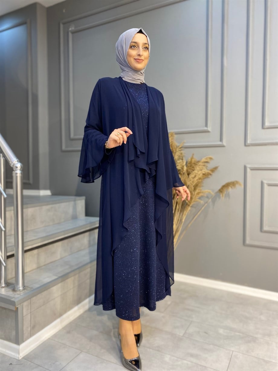 Nevon 762 Sim ve Şifon Detaylı 2 li Abiye