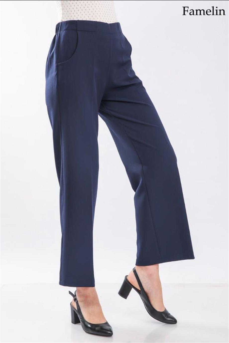 FAMELİN 1570 GENİŞ PAÇA LÜKS KREP PANTALON