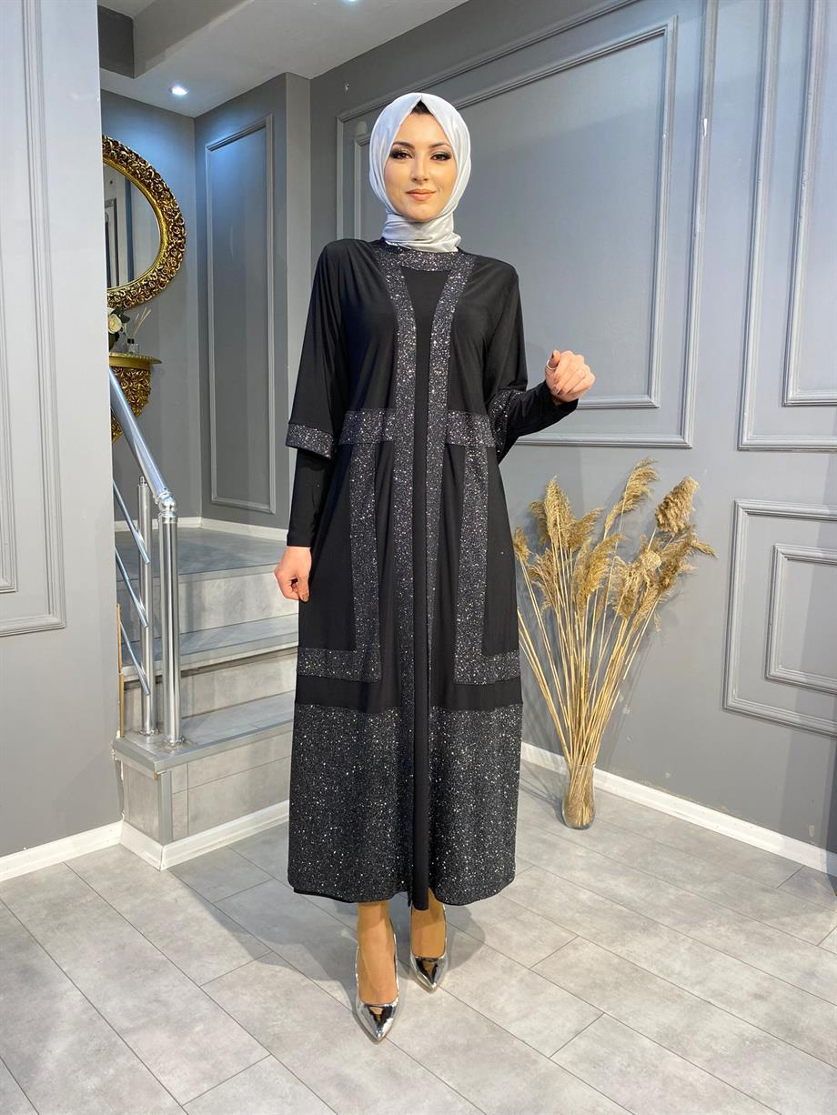 NEVON 015 SİM DETAYLI ABAYA TAKIM
