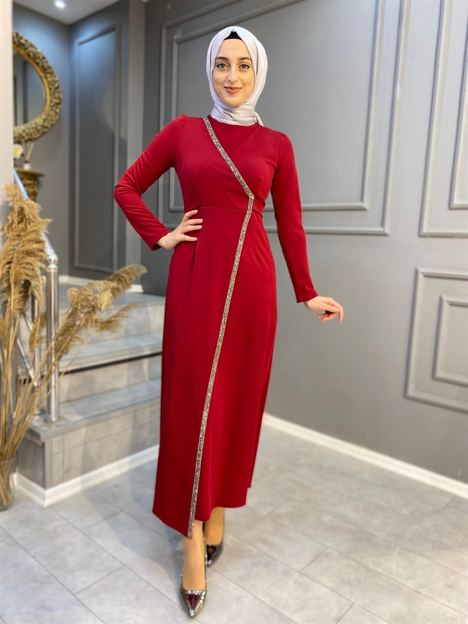 NEVON 1022 Taş Detaylı Abiye Elbise 