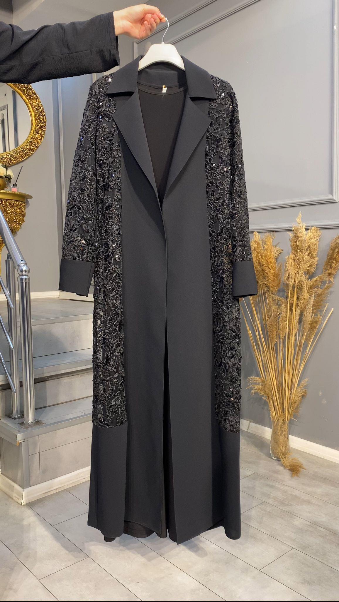 NEVON 131821 TAMAMEN İTHAL GÜPÜRLÜ ABAYA TAKIM 
