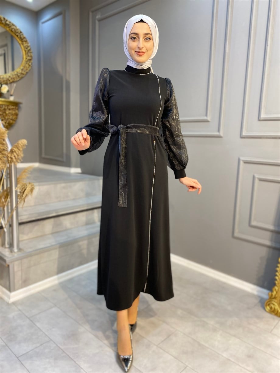NEVON 4180 Organze Detaylı Taş İşlemeli Abiye Ebise
