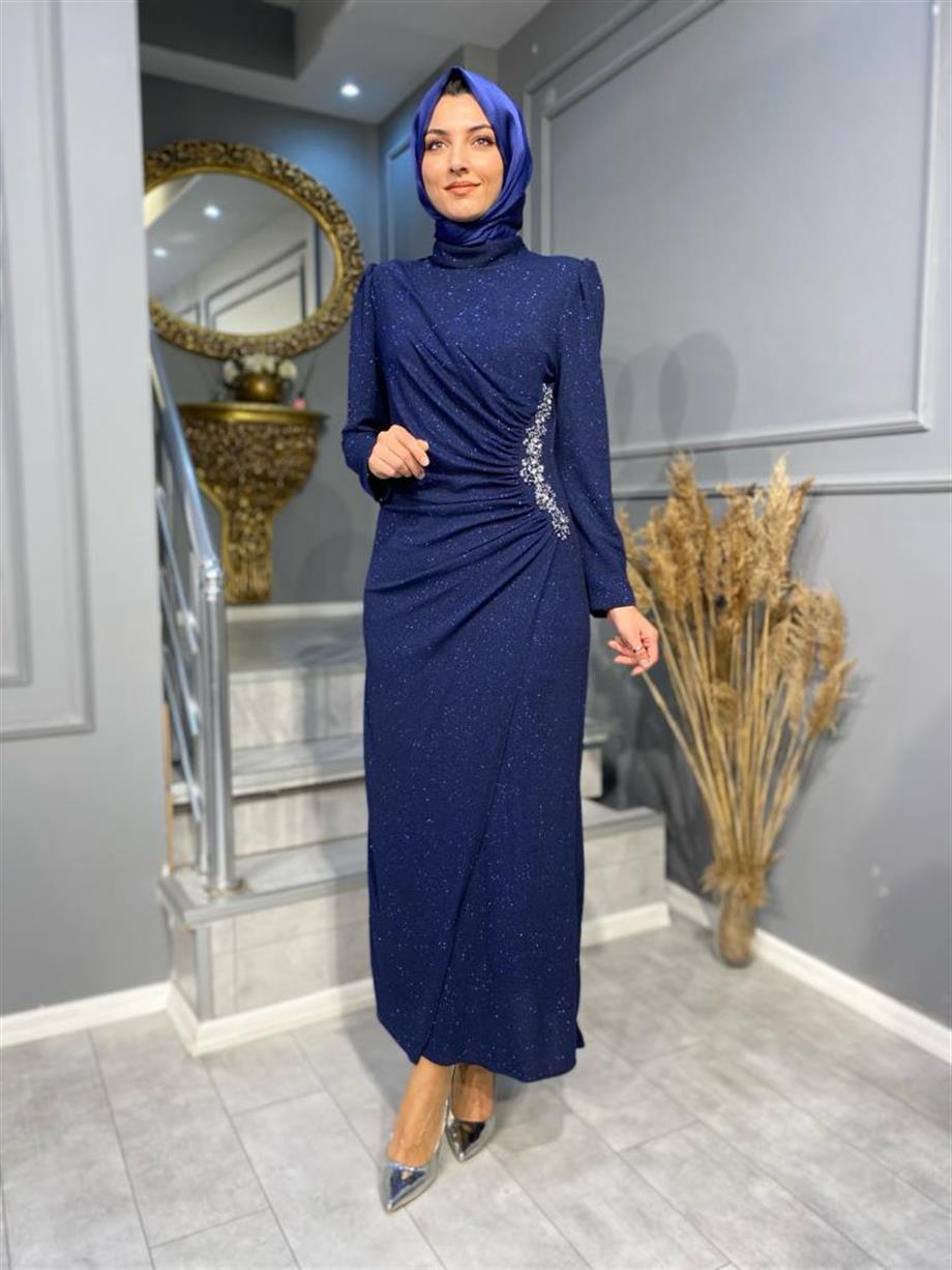 NEVON 4462 SİM DETAYLI KENARI TAŞ İŞLEMELİ ABİYE MODELİMİZ 