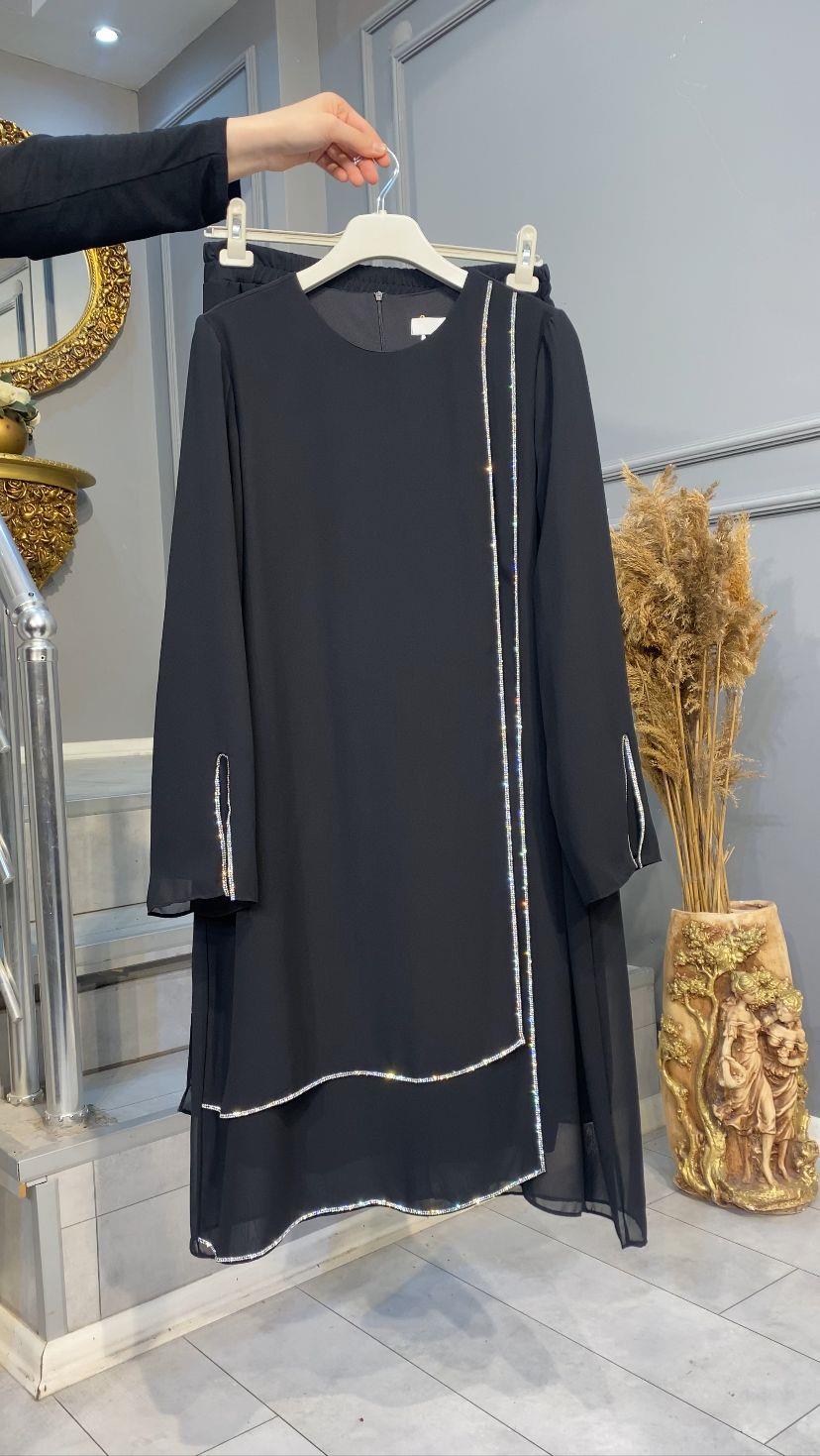 NEVON 4723 TAŞ İŞLEMELİ ŞERİT DETAYLI PANTOLON TAKIM