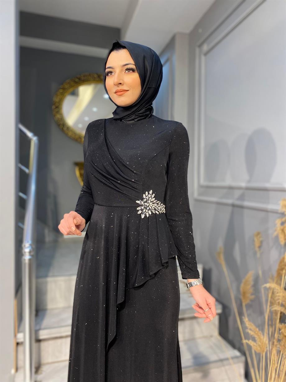 NEVON 616 TAŞ İŞLEME DETAYLI LÜKS SİM BASKI ABİYE