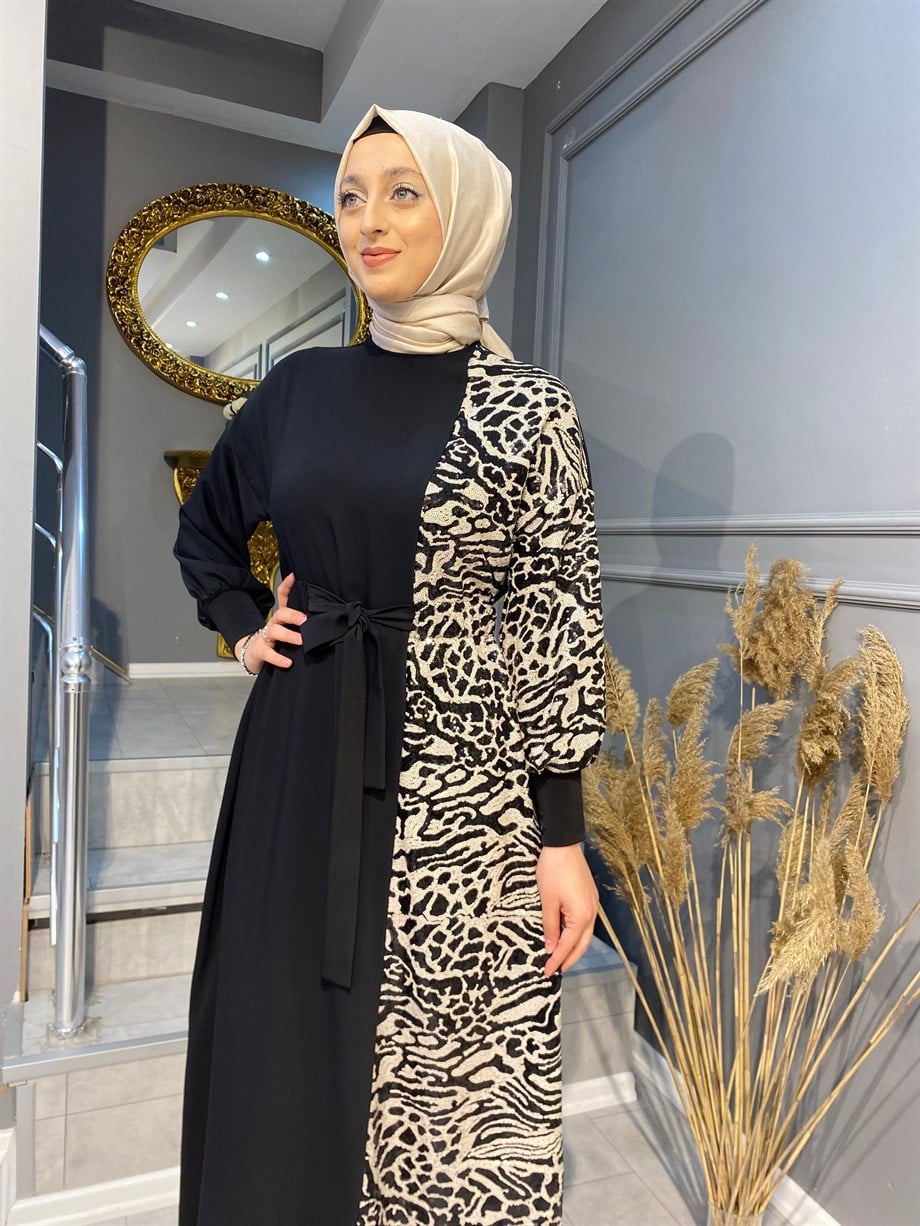 Nevon 7993 Desen ve Payet Detaylı Elbise