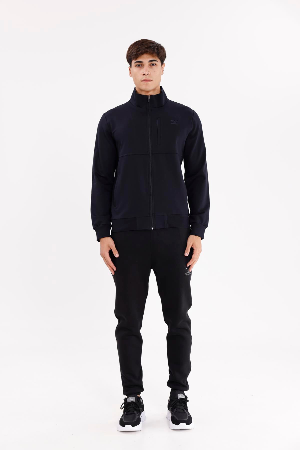 Üç Cepli Yaka Detaylı Fermuarlı Rahat Kesim Ribana Manşetli Mevsimlik Sweatshirt