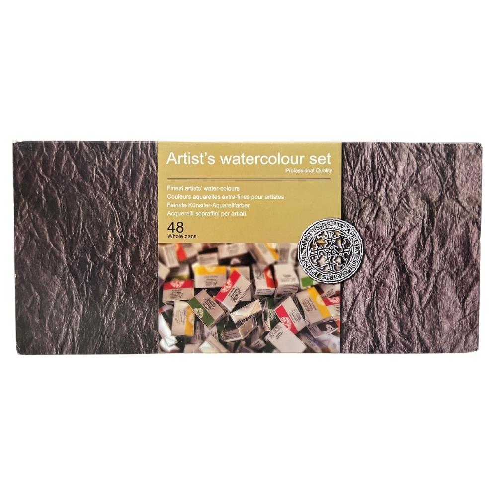 Afra Sulu Boya Seti 48 Renk Ahşap Kutu Tam Tablet