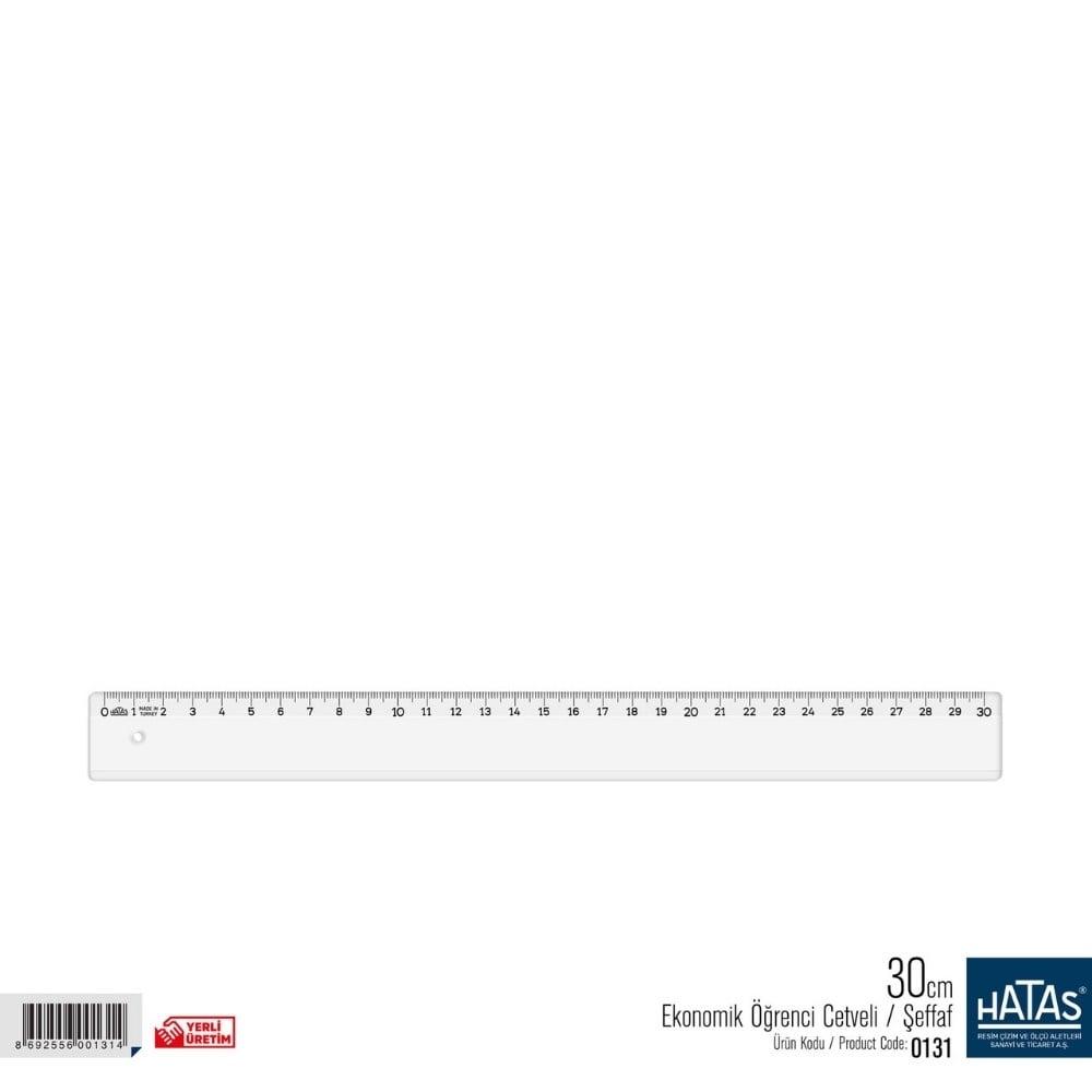 Hatas 0131 Plastik Cetvel 30 cm