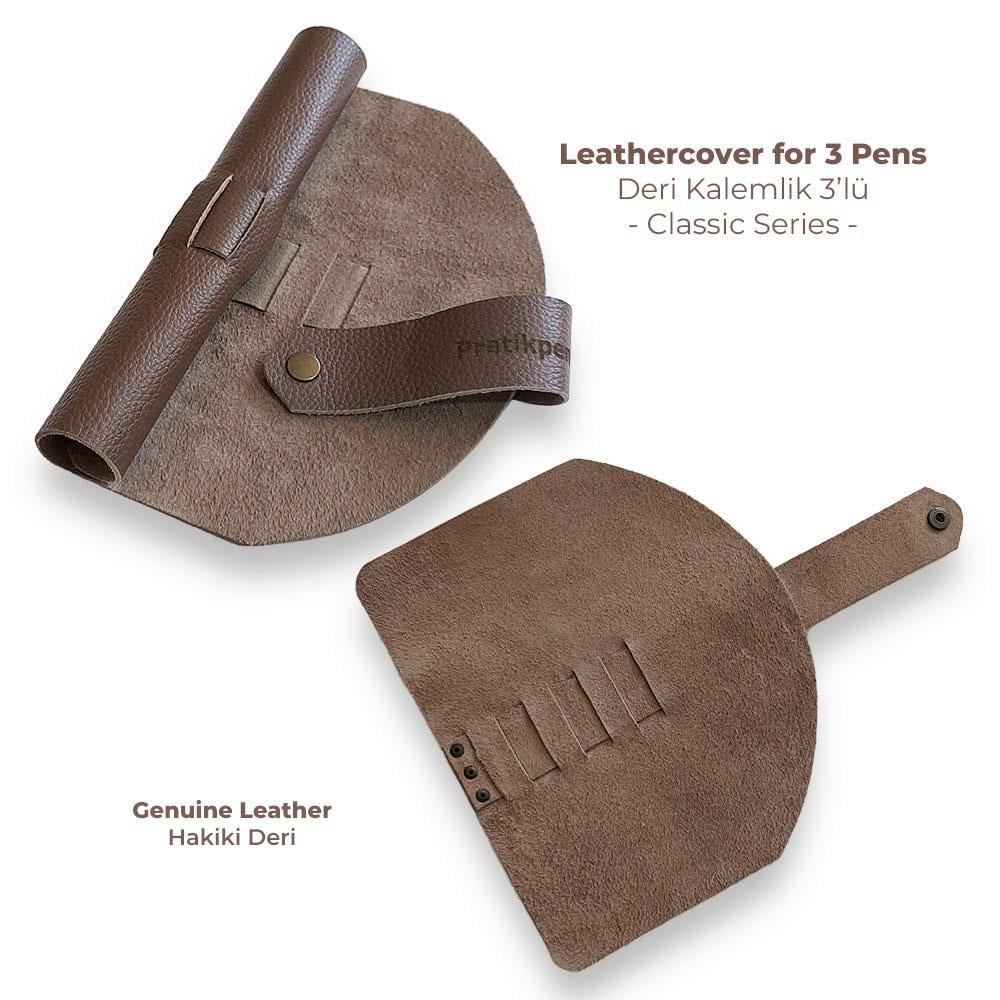 Pratik Pen Deri Kalemlik Klasik 3'lü