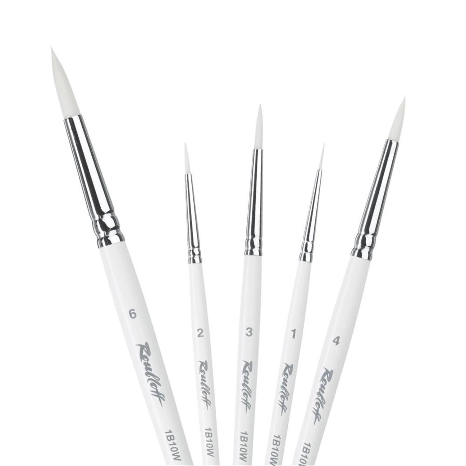 Roubloff Seri 1B10W Beyaz Sentetik Yuvarlak Akrilik Fırçaları