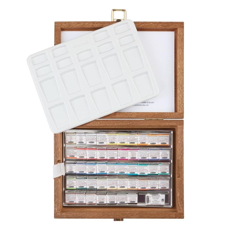 Schmincke Horadam Aquarell 48'li Yarım Tablet Ahşap Kutu 74548