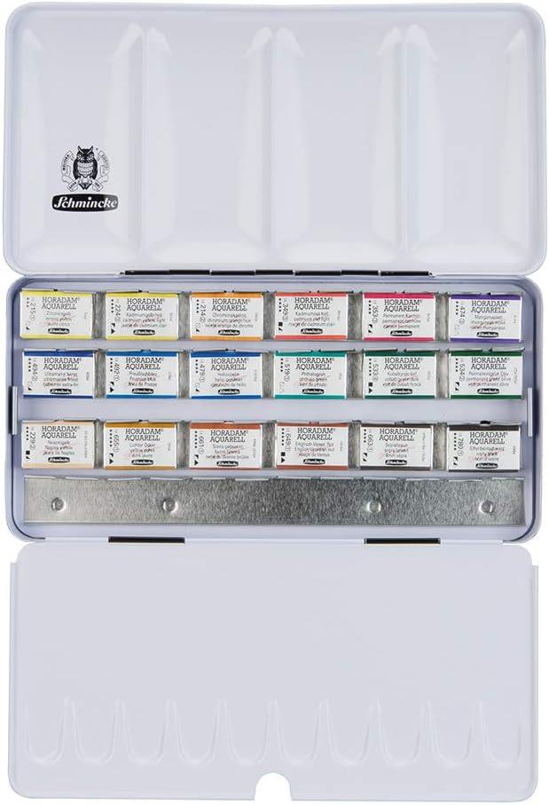 Schmincke Horadam Aquarell Sulu Boya Set Metal Kutu 18 x Tam Tablet 74318