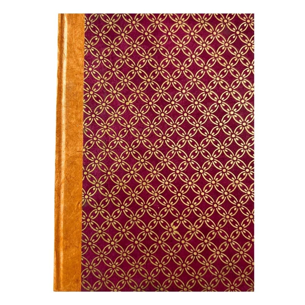 Tiryakiart El Yapımı Defter Circle Blossom Serisi 15x21 cm 80 yp 23 Bordeaux/Gold