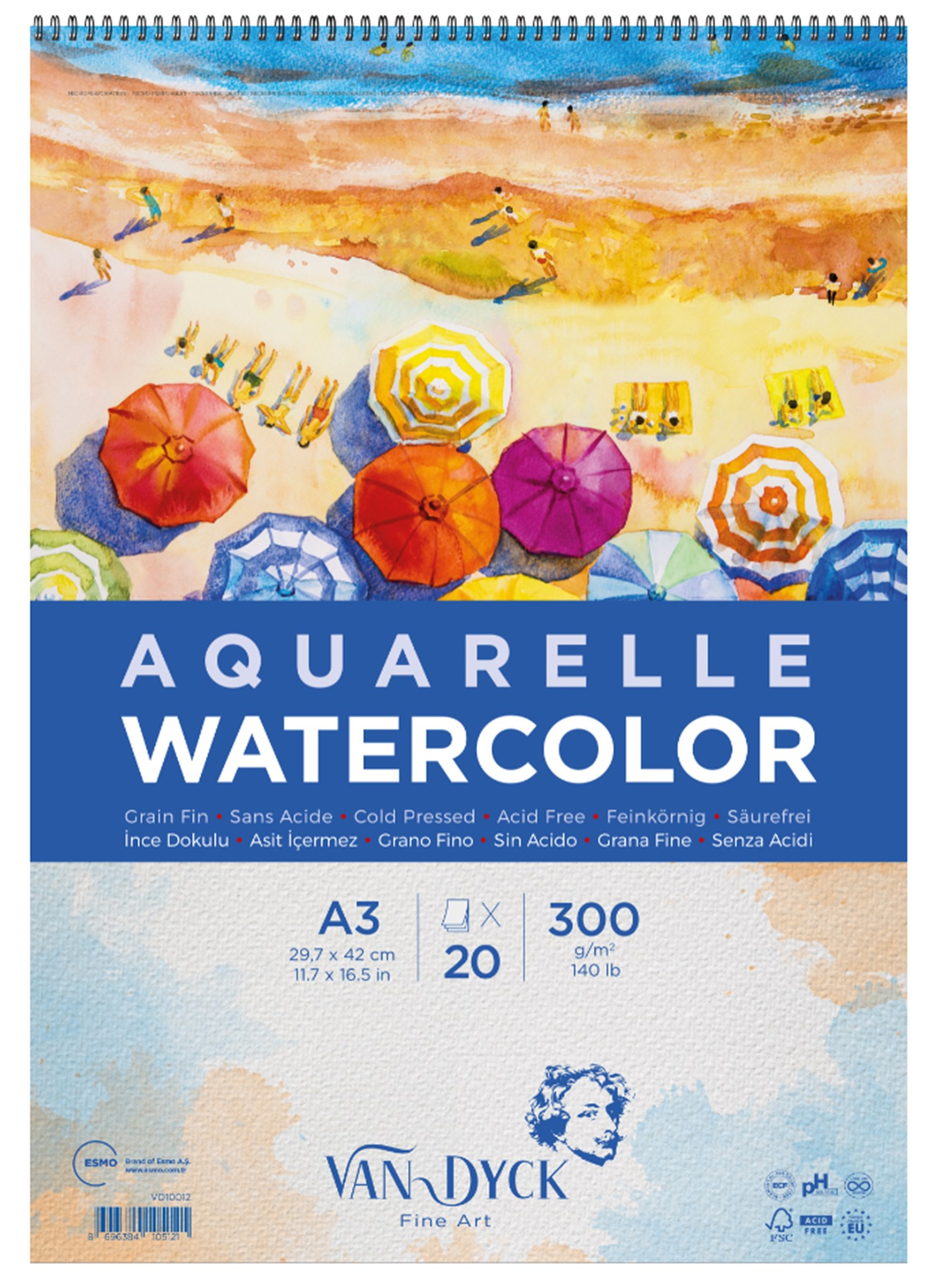 Van Dyck Aquarelle Sulu Boya Blok 300 gr A3 20 Yaprak