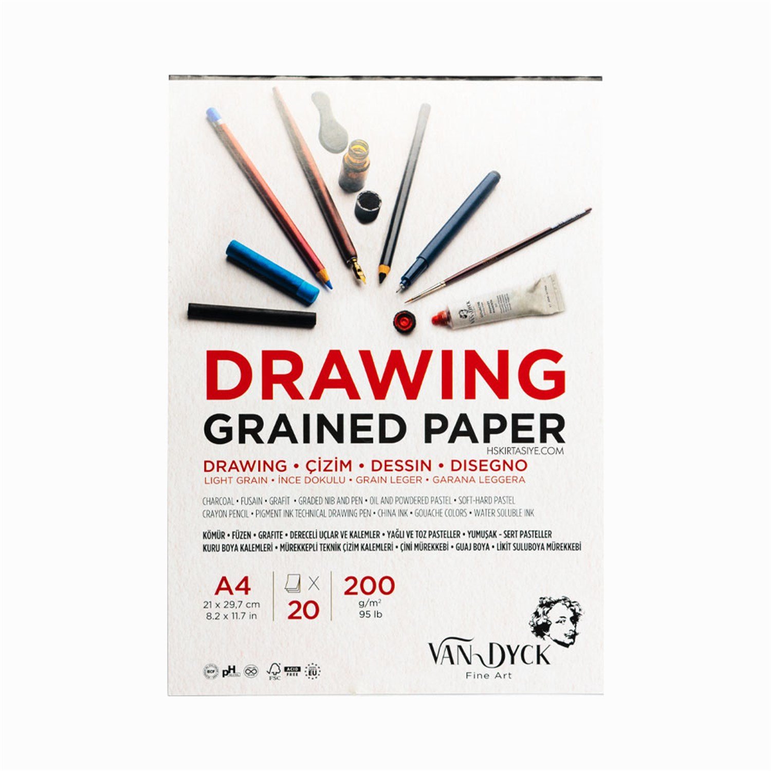 Van Dyck Drawing Granied Paper Teknik Çizim Defteri 200 gr 20 yp