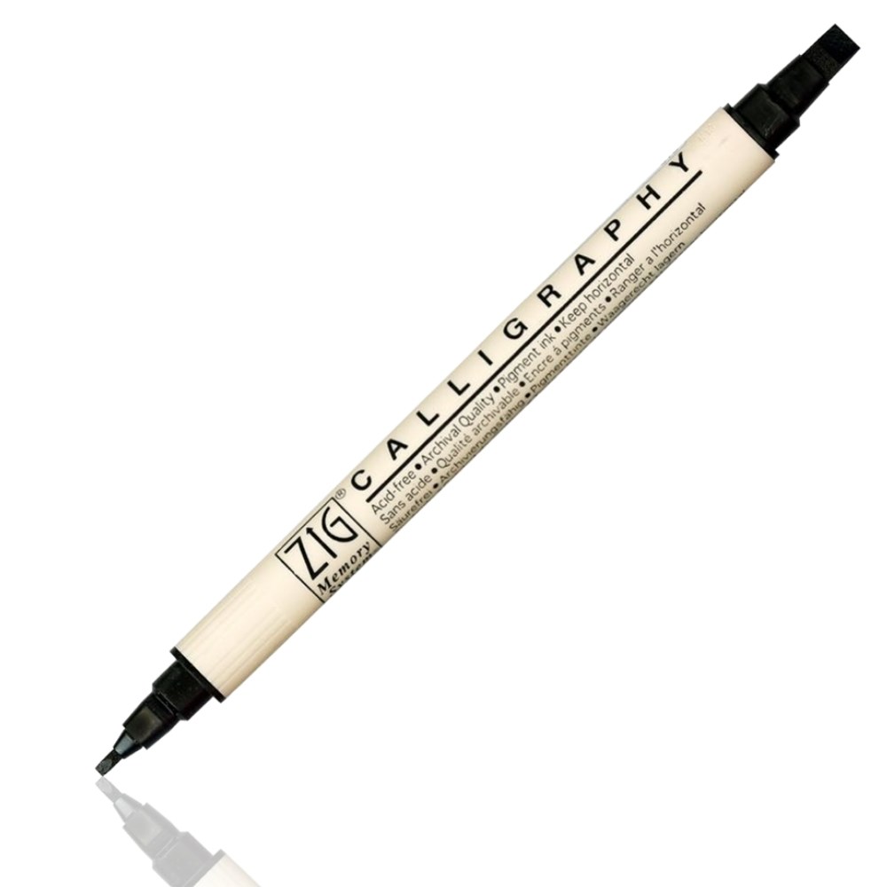 Zig Kaligrafi Kalemi MS 3400 Çift Uçlu 2 mm-5 mm 010 Pure Black