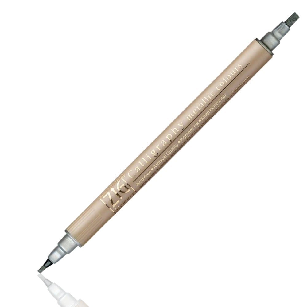 Zig Metalik Kaligrafi Kalemi MS 8400 Çift Uçlu 2 mm-3.5 mm 102 Silver