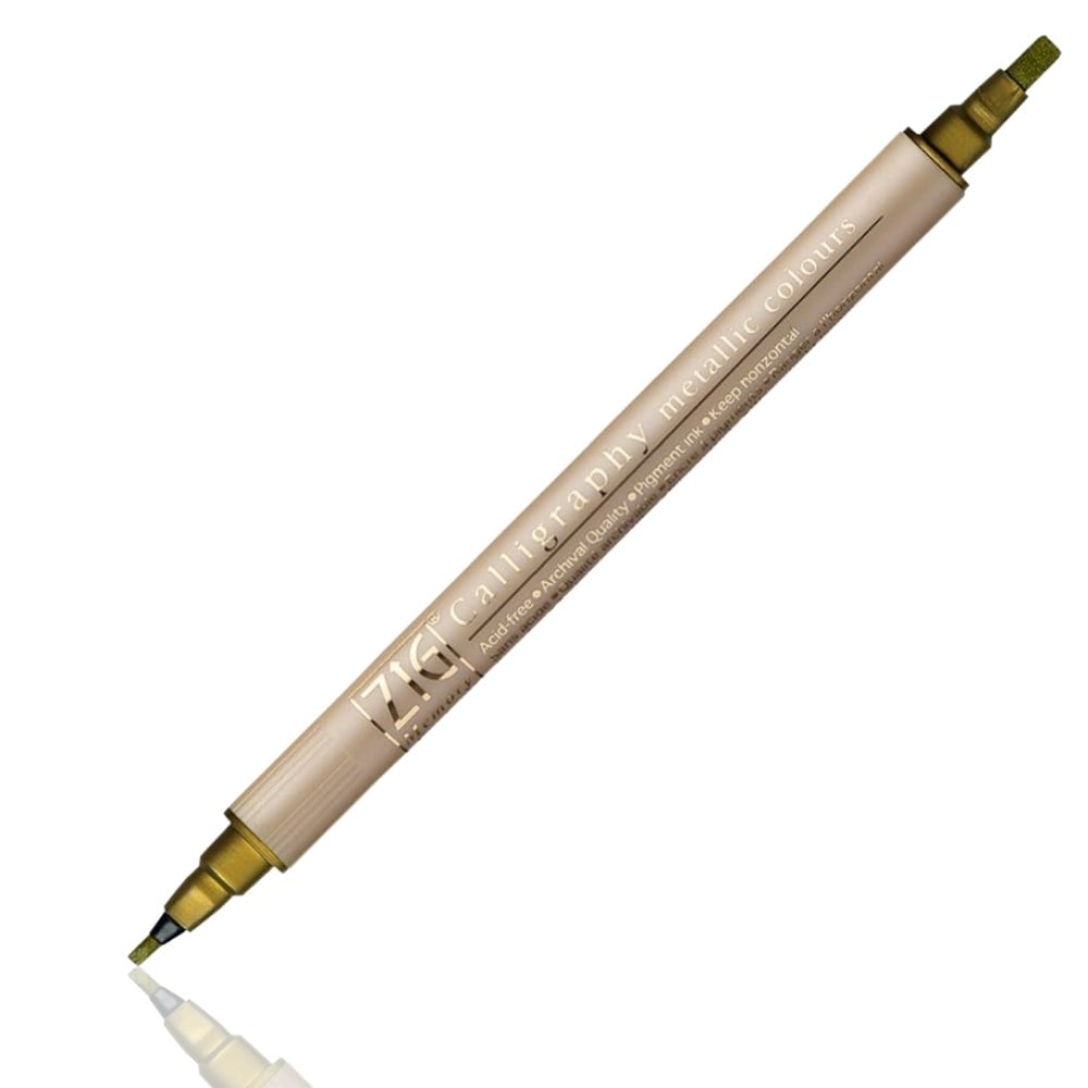 Zig Metalik Kaligrafi Kalemi MS 8400 Çift Uçlu 2 mm-3.5 mm 101 Gold