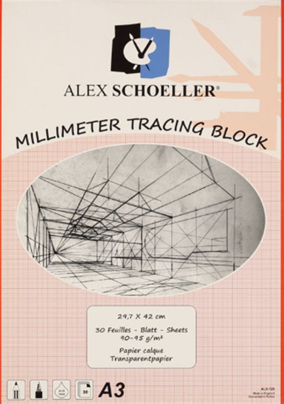 Alex Schoeller  Aydınger Milimetrik Blok 30 Yaprak 90-95 Gram - A3