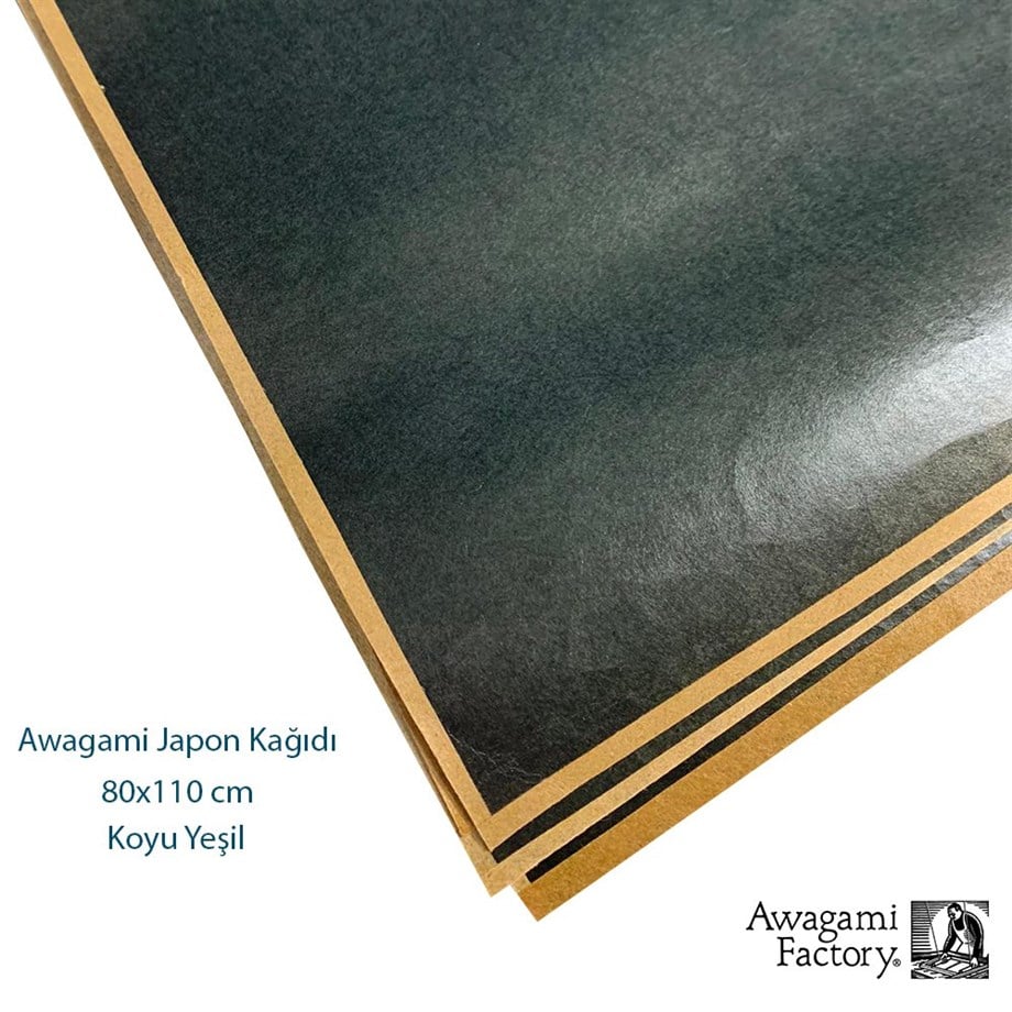 Awagami Aharlı Japon Kağıdı 80x110 cm Koyu Yeşil