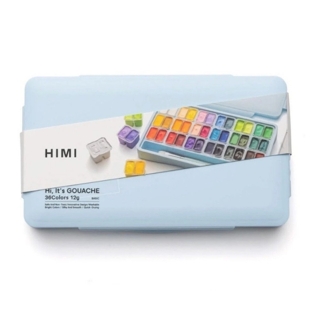 Himi Guaj Boya Seti Jelly Cup 24 Renk x 30 gr Ice Blue Case + 3 Fırça
