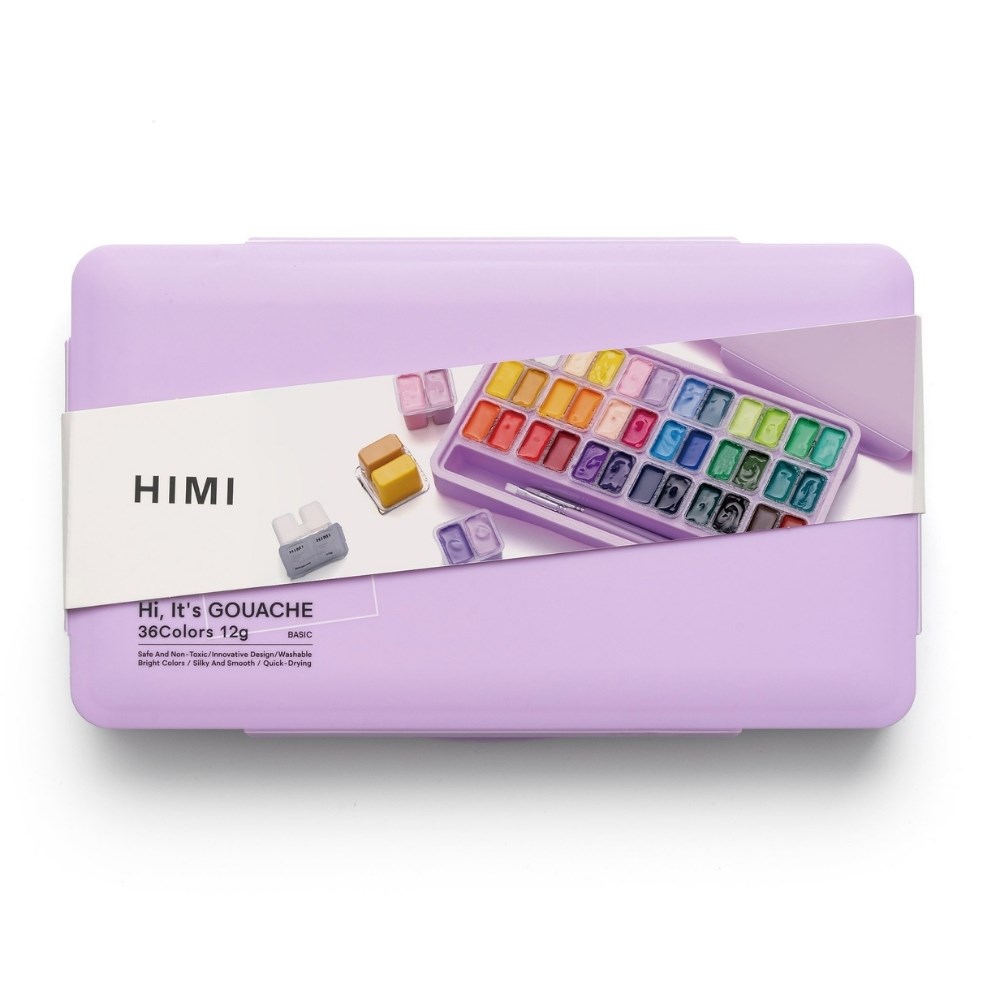 Himi Guaj Boya Seti Twin Cup 36 Renk x 12 gr Purple Case + 3 Fırça