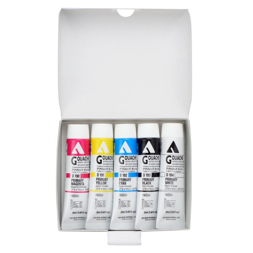 Holbein Akrilik Guaj Boya Seti 20 ml x 5 Ana Renk