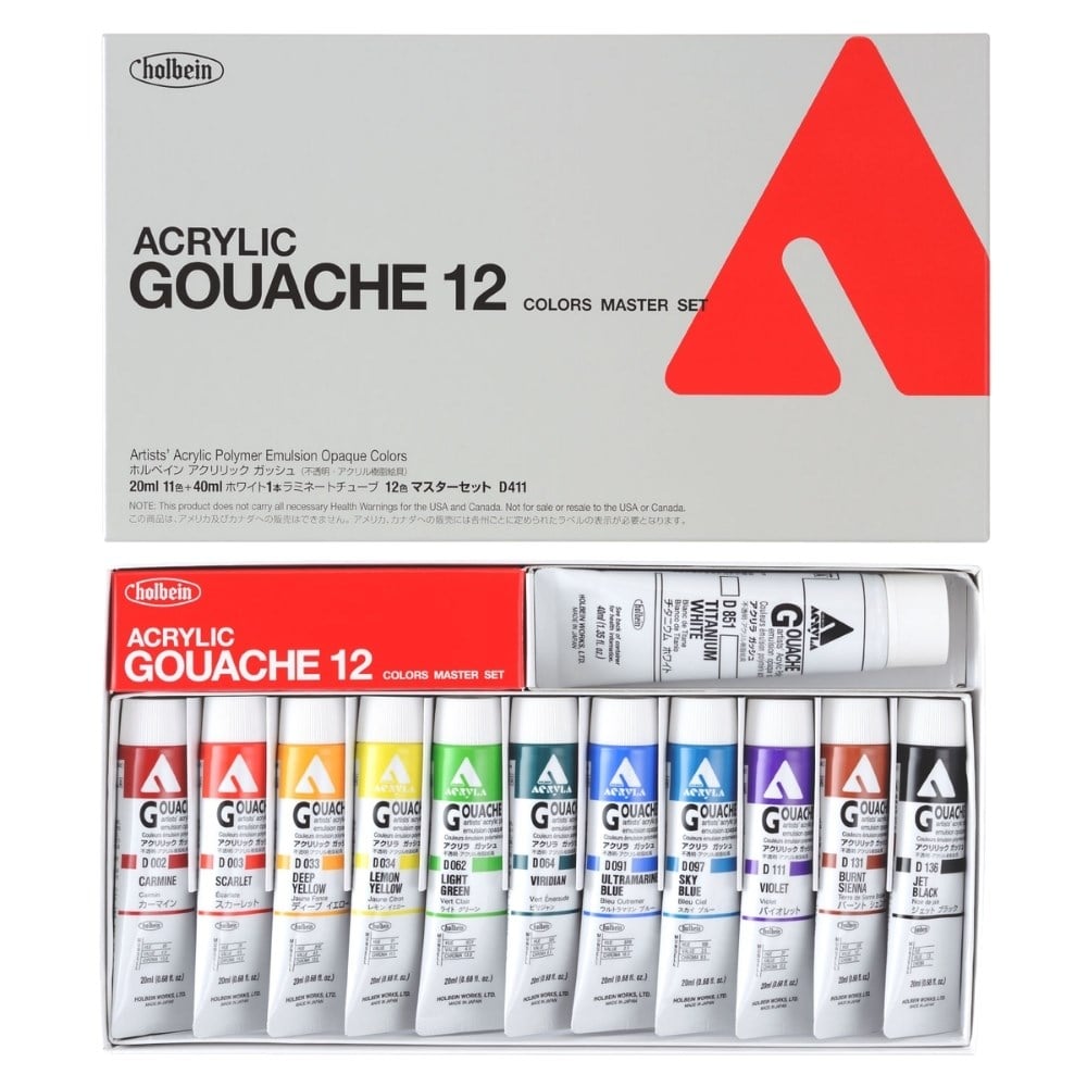 Holbein Akrilik Guaj Boya Seti 20 ml x 12 Renk