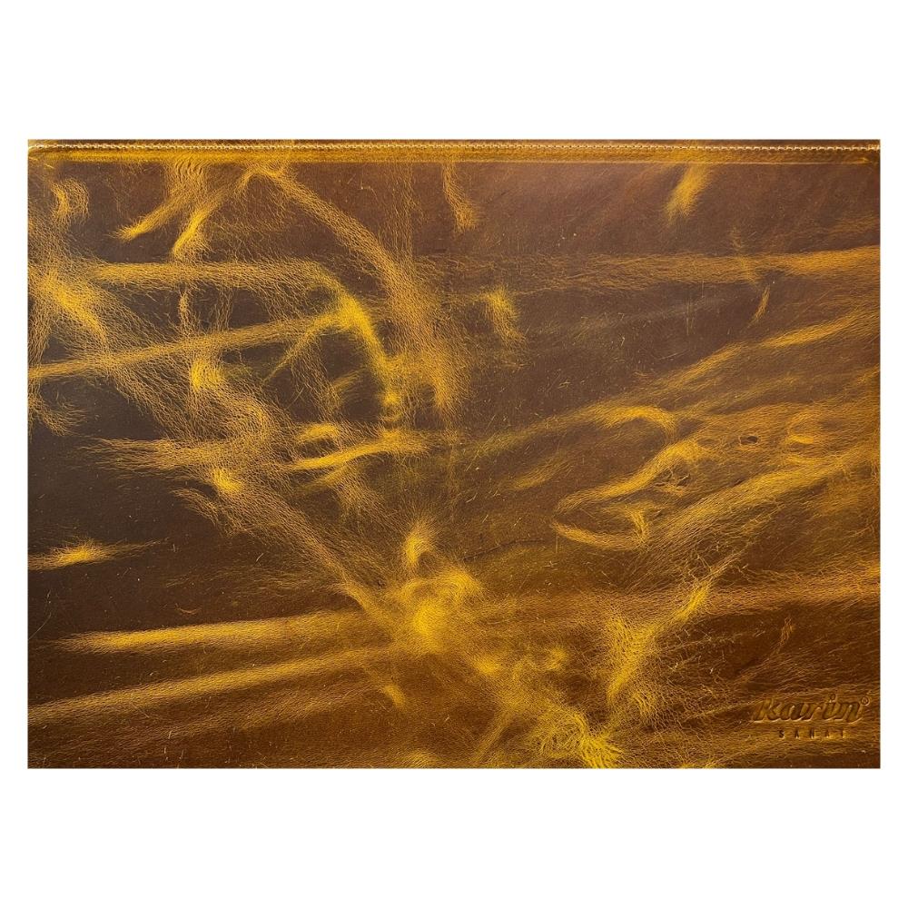 Karin Yazı Altlığı Crazy Deri Sert Kapaklı 30x40 cm Okre Sarı