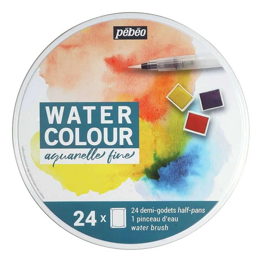 Pebeo Aquarell Watercolor Yuvarlak Dizayn Set 24'lü Teneke Kutu