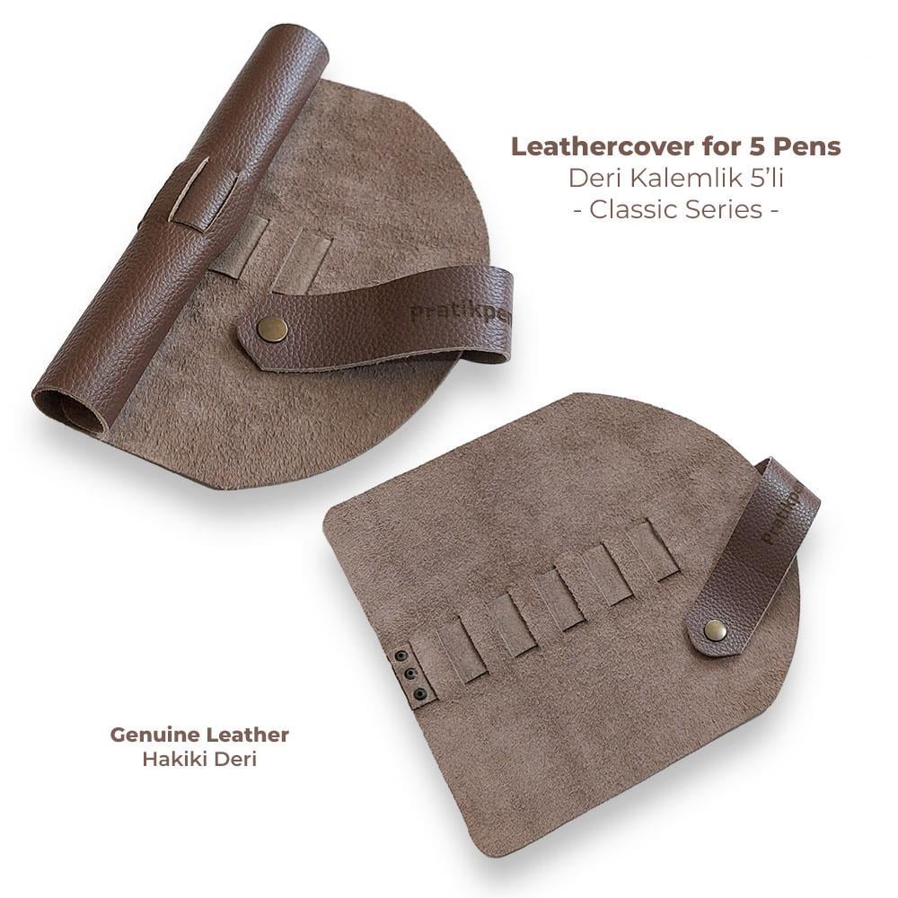 Pratik Pen Deri Kalemlik Klasik 5'li